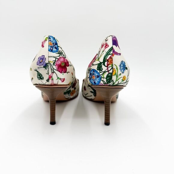 Gucci Horsebit Floral Pointed Toe Pumps Heels Satin Size 9 - Picture 4 of 15